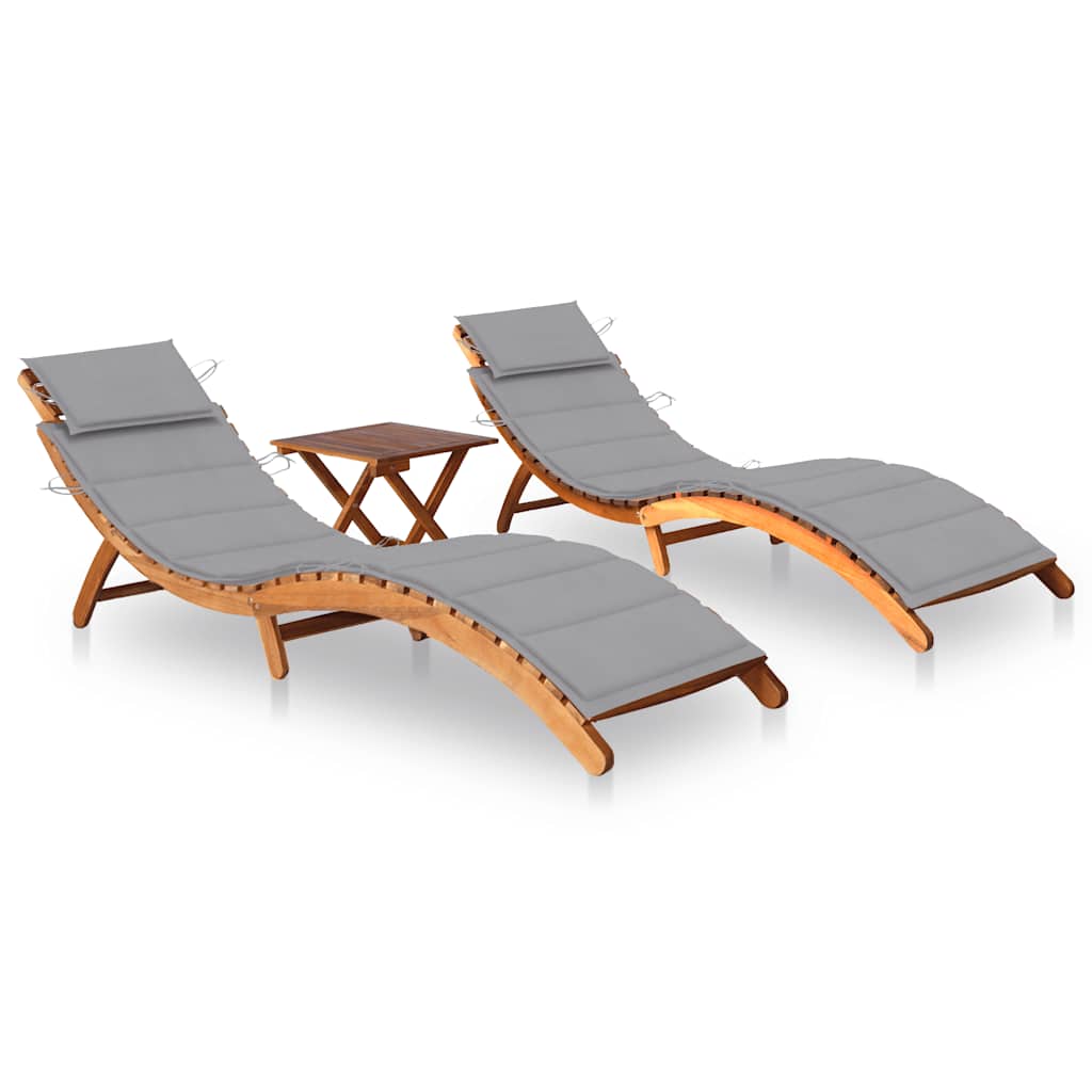 Chaise Longue De Jardin Avec Table Et Coussin Bois D'acacia