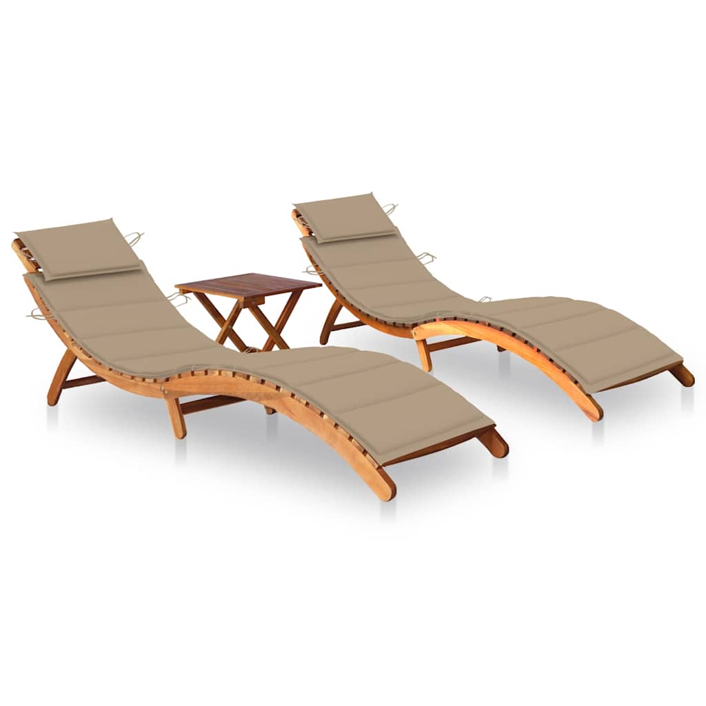 Chaise Longue De Jardin Avec Table Et Coussin Bois D'acacia