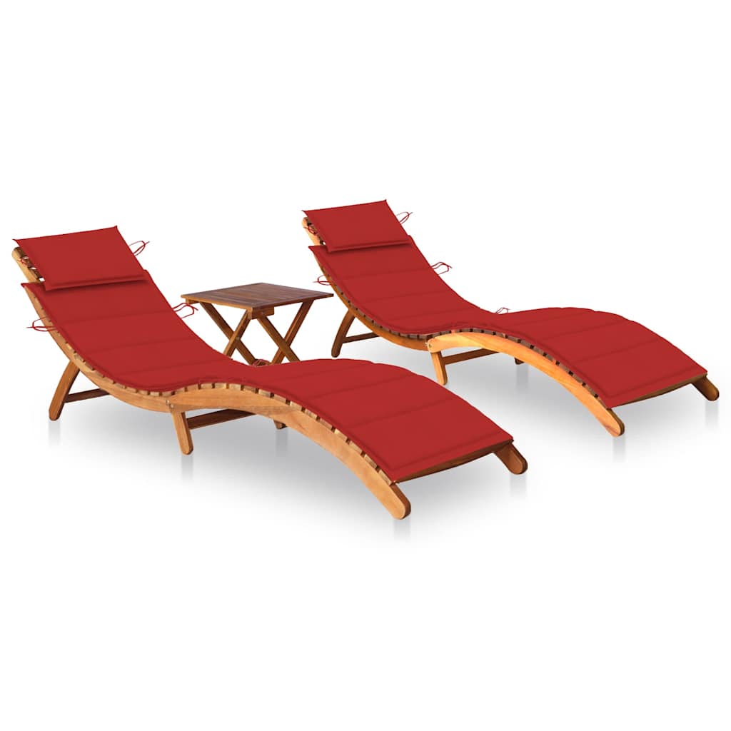 Chaise Longue De Jardin Avec Table Et Coussin Bois D'acacia