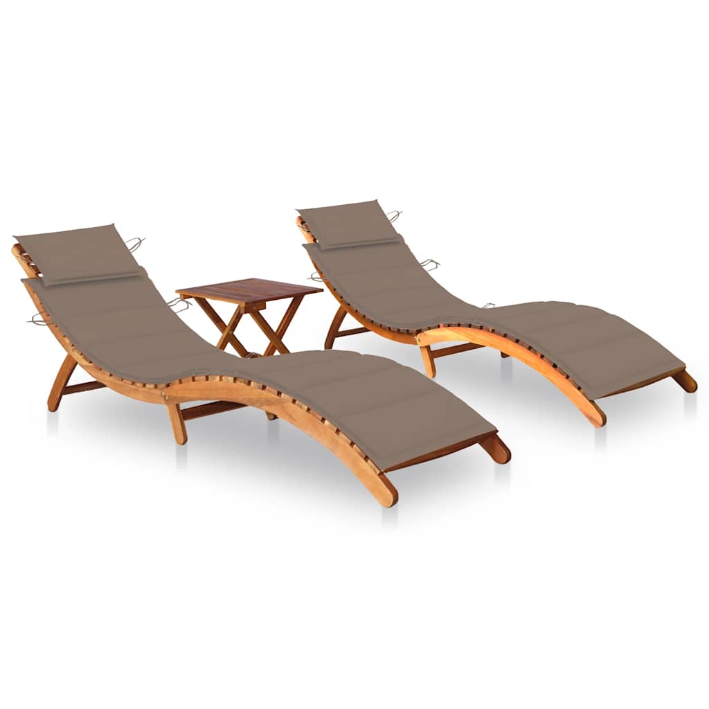 Chaise Longue De Jardin Avec Table Et Coussin Bois D'acacia