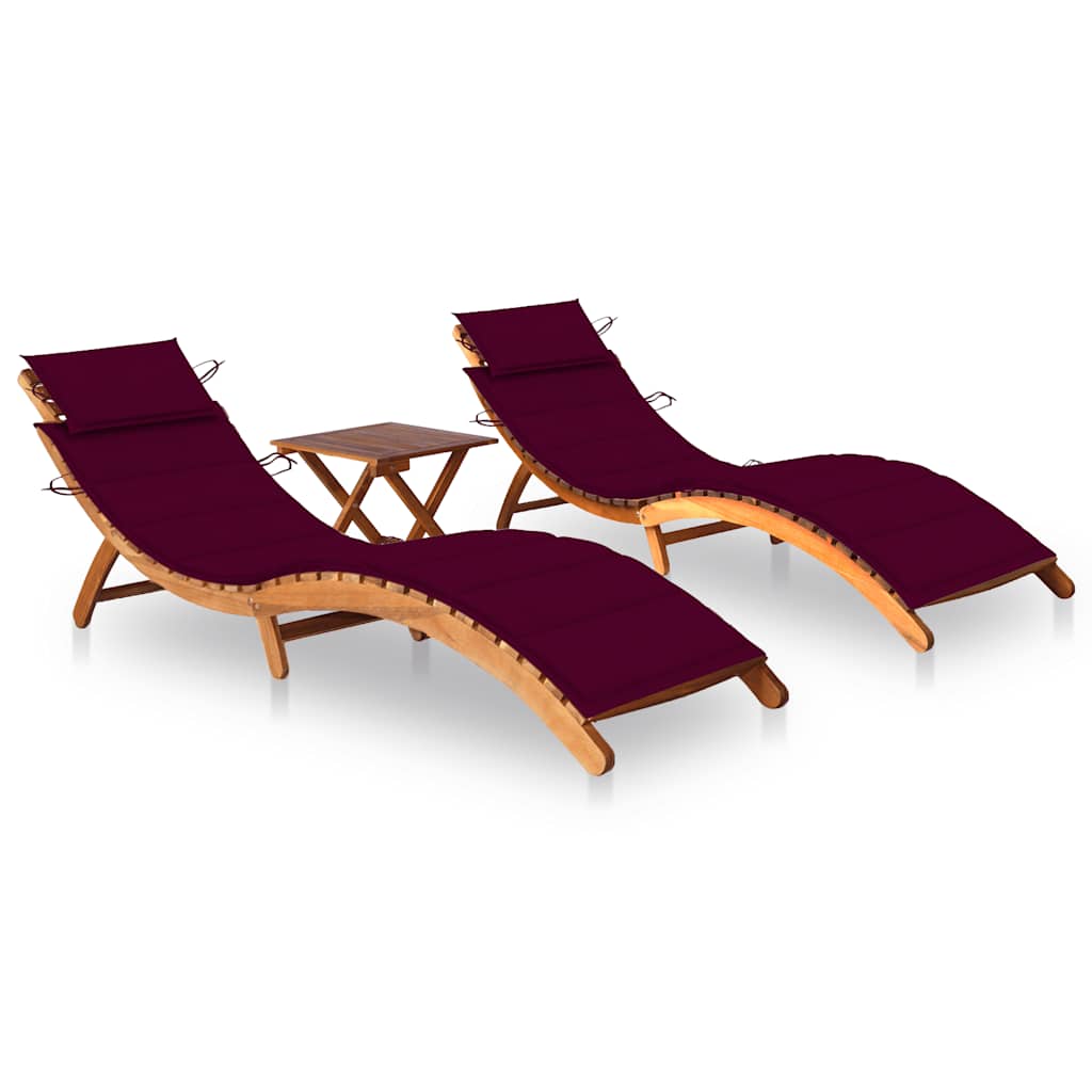 Chaise Longue De Jardin Avec Table Et Coussin Bois D'acacia