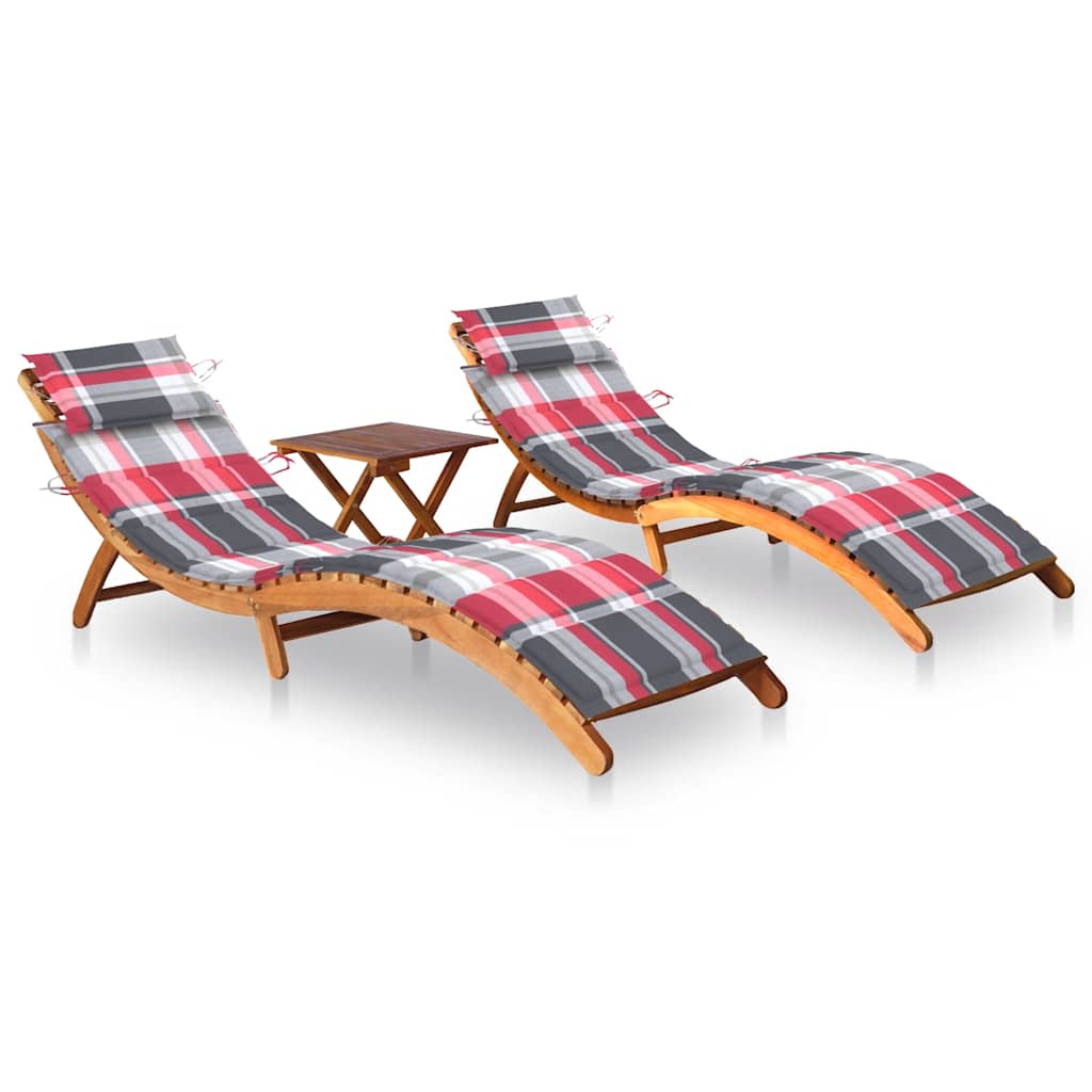 Chaise Longue De Jardin Avec Table Et Coussin Bois D'acacia
