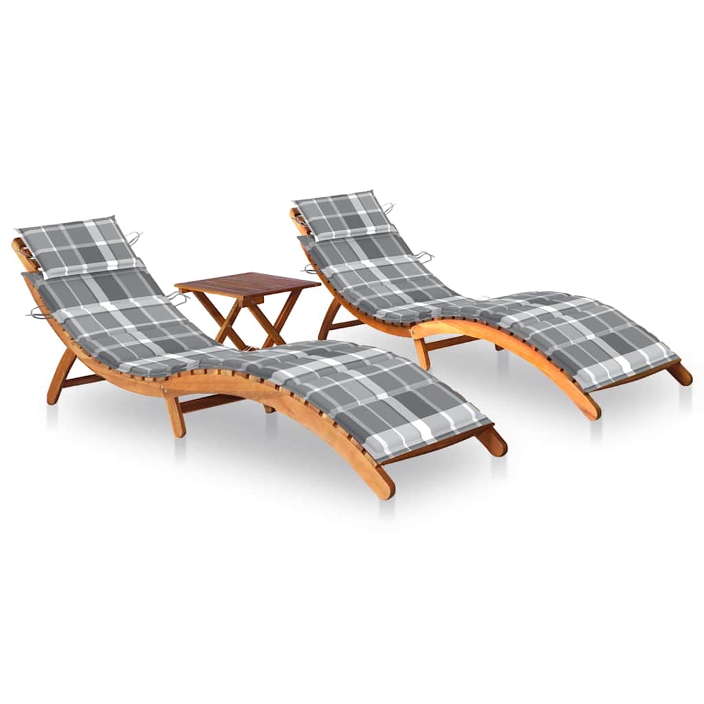Chaise Longue De Jardin Avec Table Et Coussin Bois D'acacia