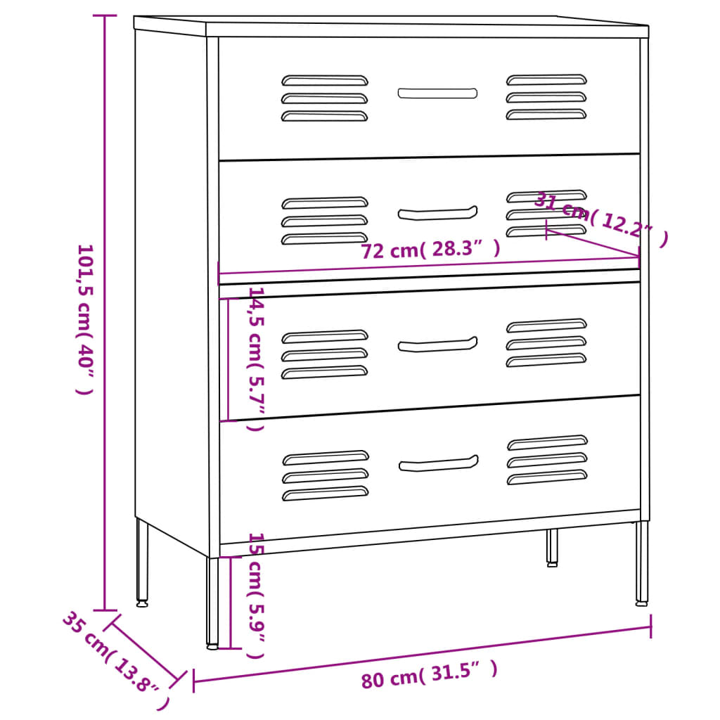 Commode 80X35X101,5 Cm Acier