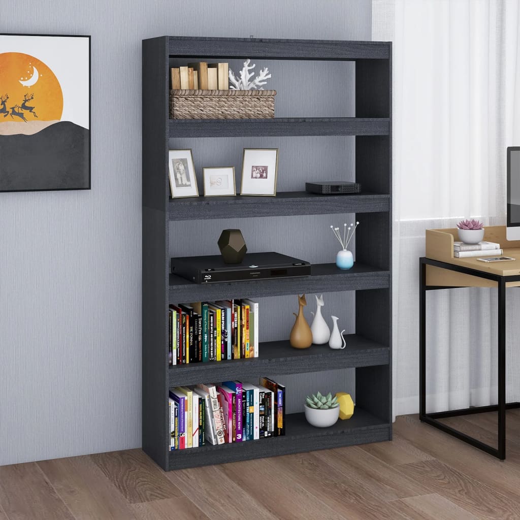 Bibliothèque/Séparateur De Pièce 100X30X167,5Cm Pin Massif Gris