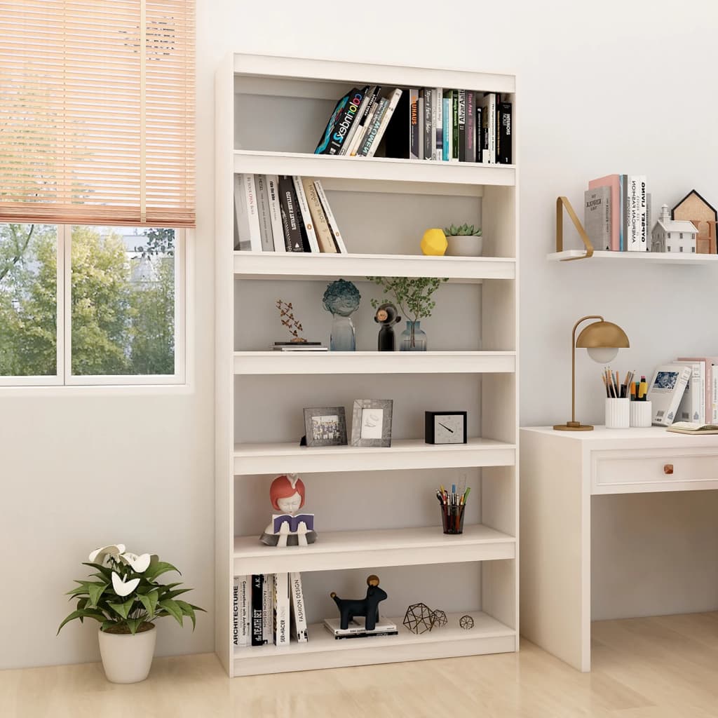 Bibliothèque/Séparateur De Pièce 100X30X Pin Massif Blanc