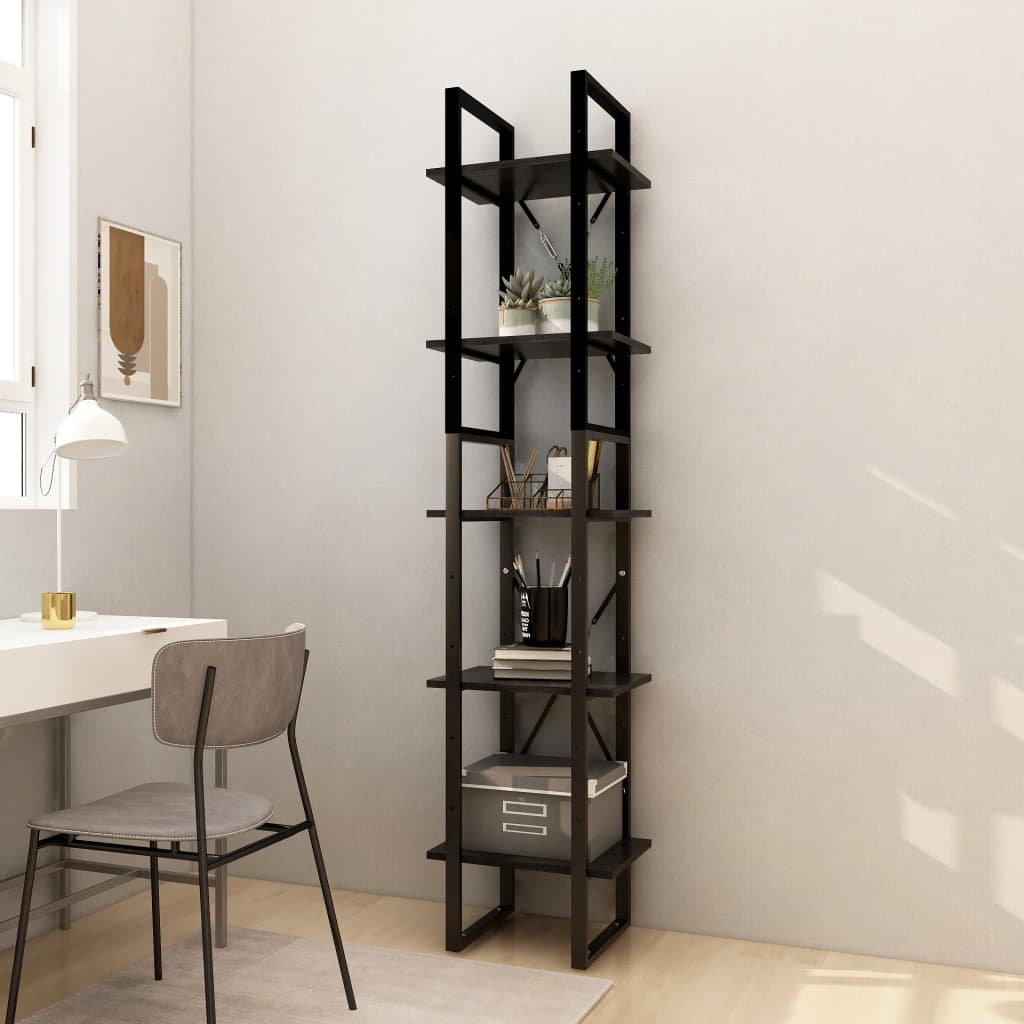 Bibliothèque À 5 Niveaux 40X30X175 Cm Bois De Pin