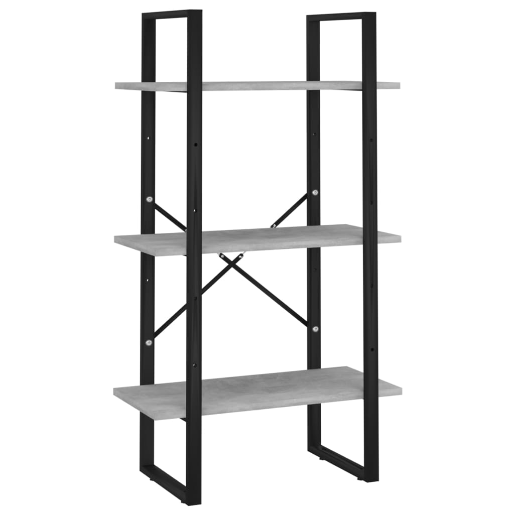 Bibliothèque À 5 Niveaux Gris Béton 60X30X175Cm Bois Ingénierie