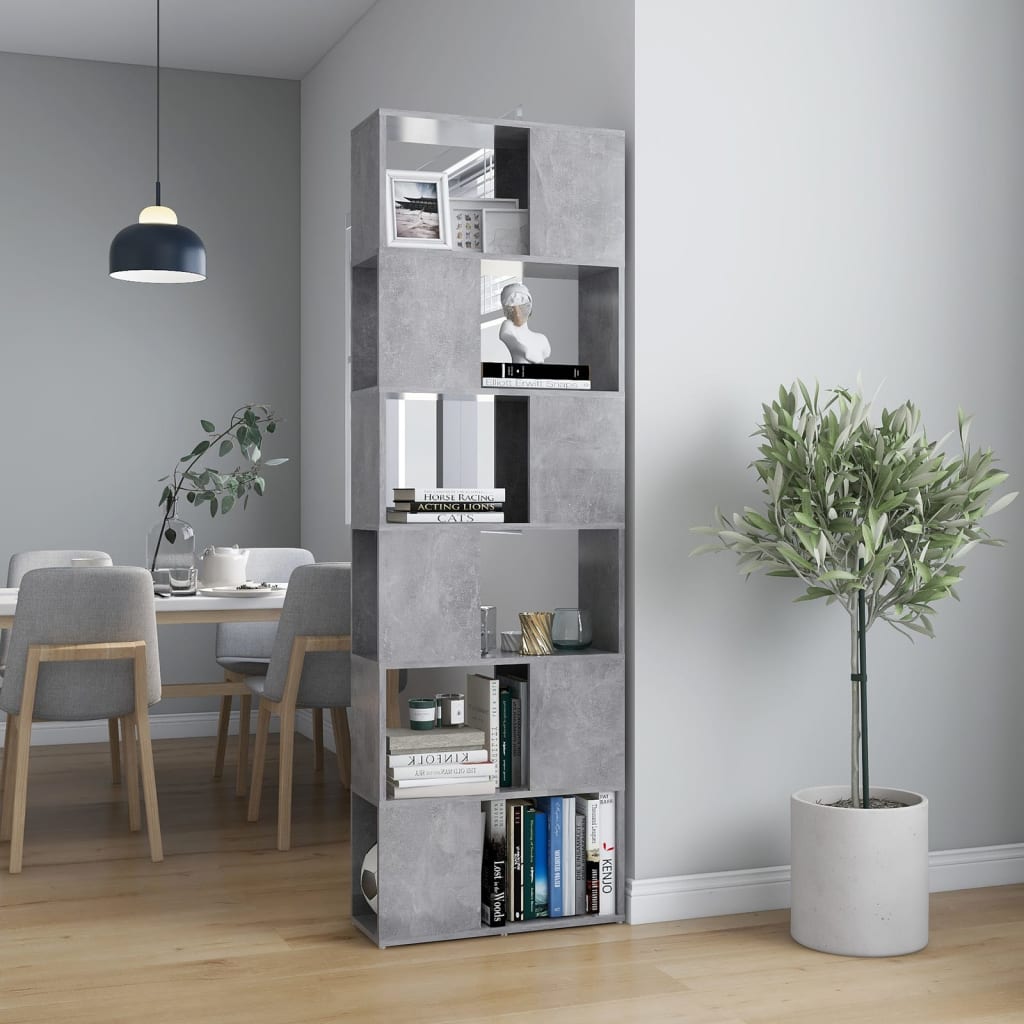 Bibliothèque/Séparateur De Pièce Bois D'ingénierie Gris Béton