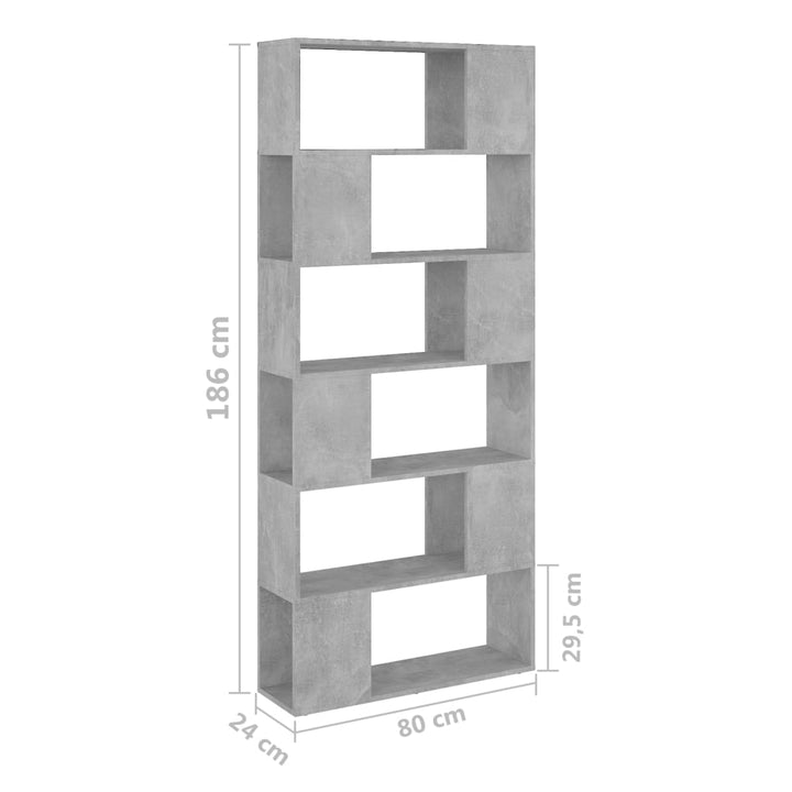 Bibliothèque/Séparateur De Pièce Bois D'ingénierie Gris Béton