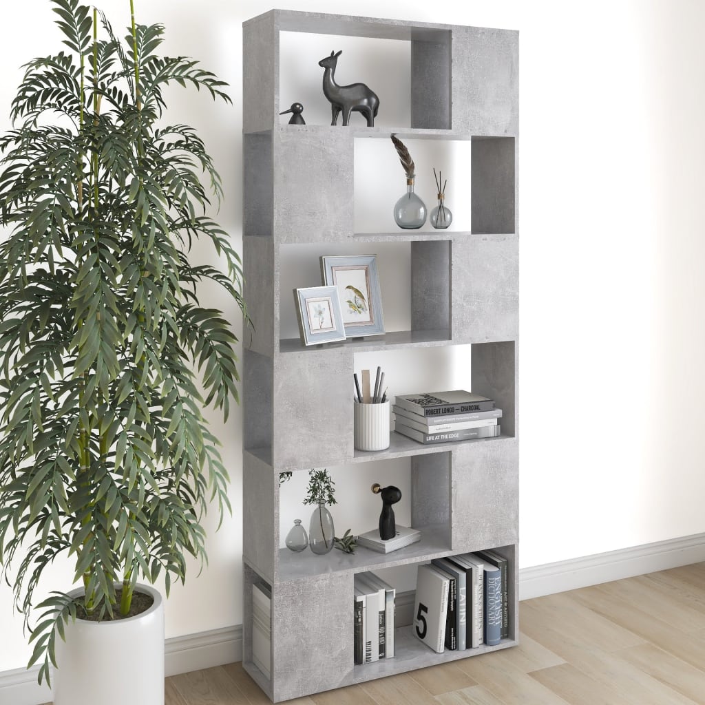 Bibliothèque/Séparateur De Pièce Bois D'ingénierie Gris Béton