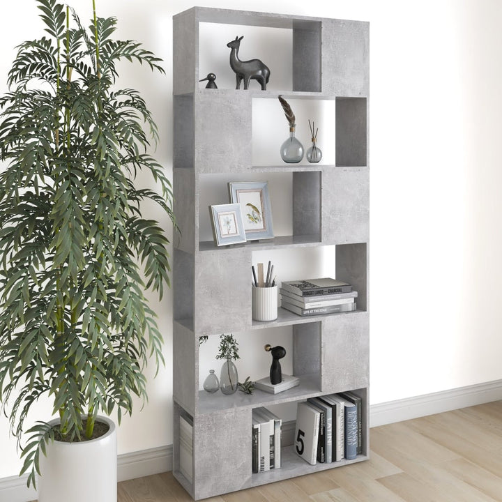 Bibliothèque/Séparateur De Pièce Bois D'ingénierie Gris Béton