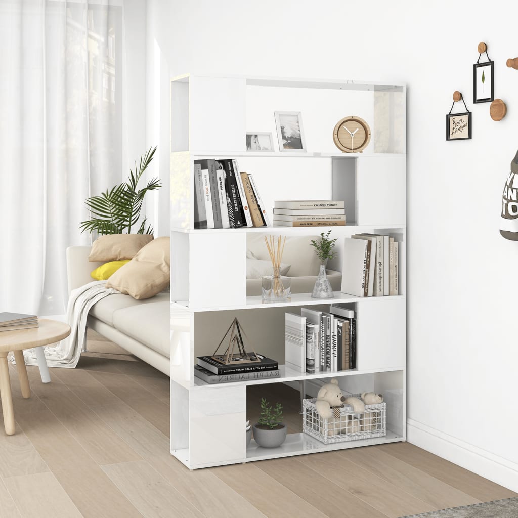 Bibliothèque Séparateur De Pièce Bois Ingénierie Blanc Brillant