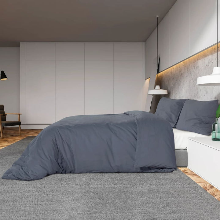 Ensemble De Housse De Couette 225X220 Cm Microfibre Anthracite