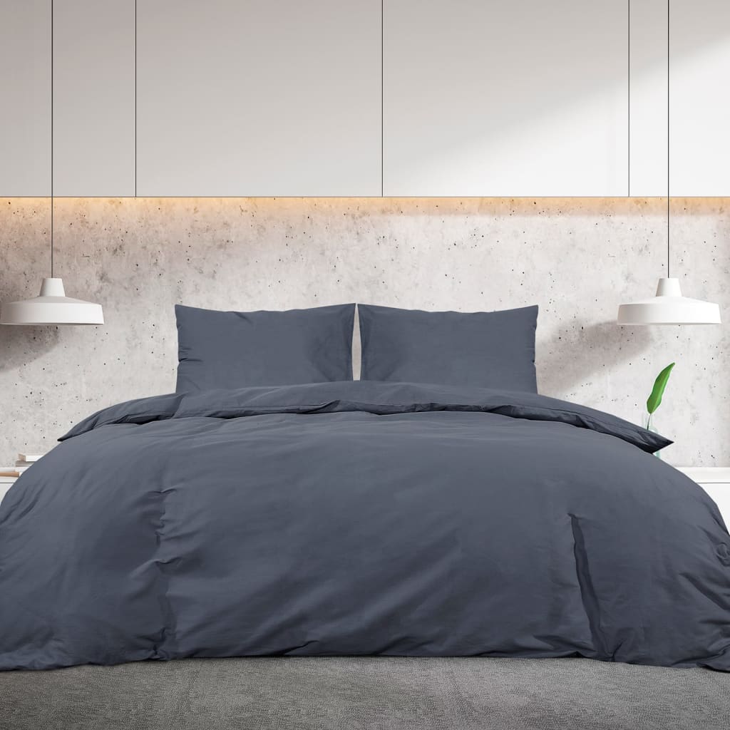 Ensemble De Housse De Couette 225X220 Cm Microfibre Anthracite