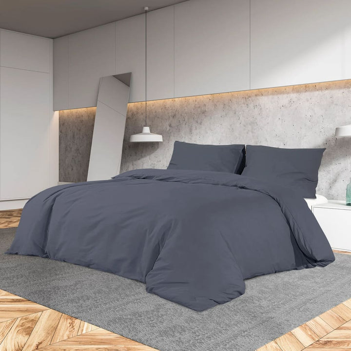 Ensemble De Housse De Couette 225X220 Cm Microfibre Anthracite