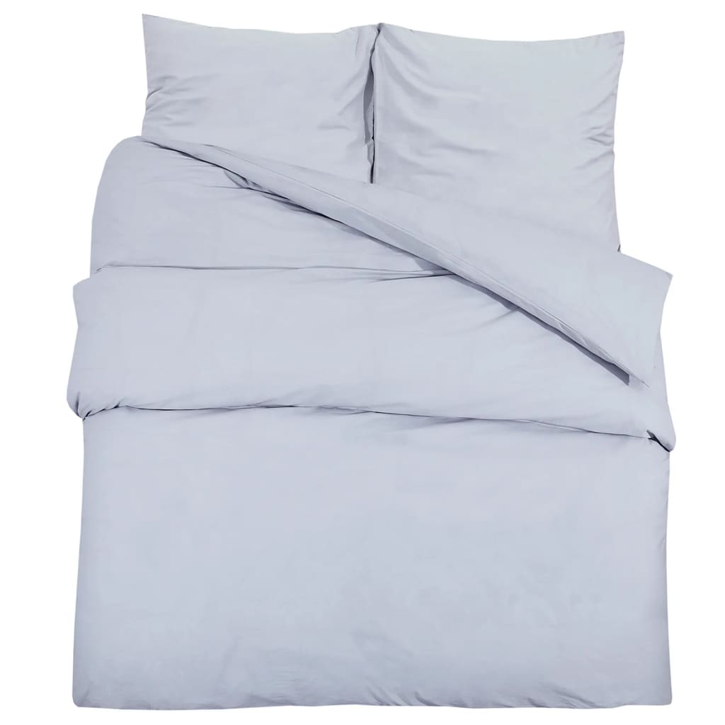 Ensemble De Housse De Couette 155X220 Cm Microfibre Légère Gris