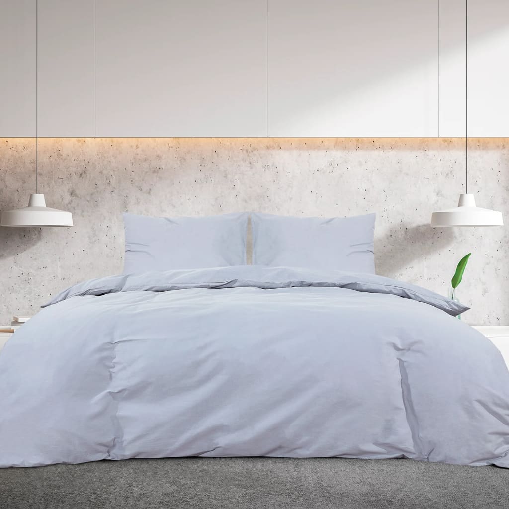 Ensemble De Housse De Couette 155X220 Cm Microfibre Légère Gris