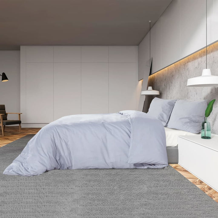 Ensemble De Housse De Couette 155X220 Cm Microfibre Légère Gris