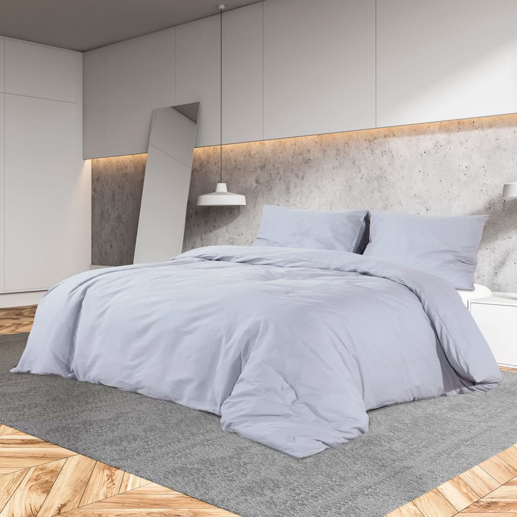 Ensemble De Housse De Couette 155X220 Cm Microfibre Légère Gris