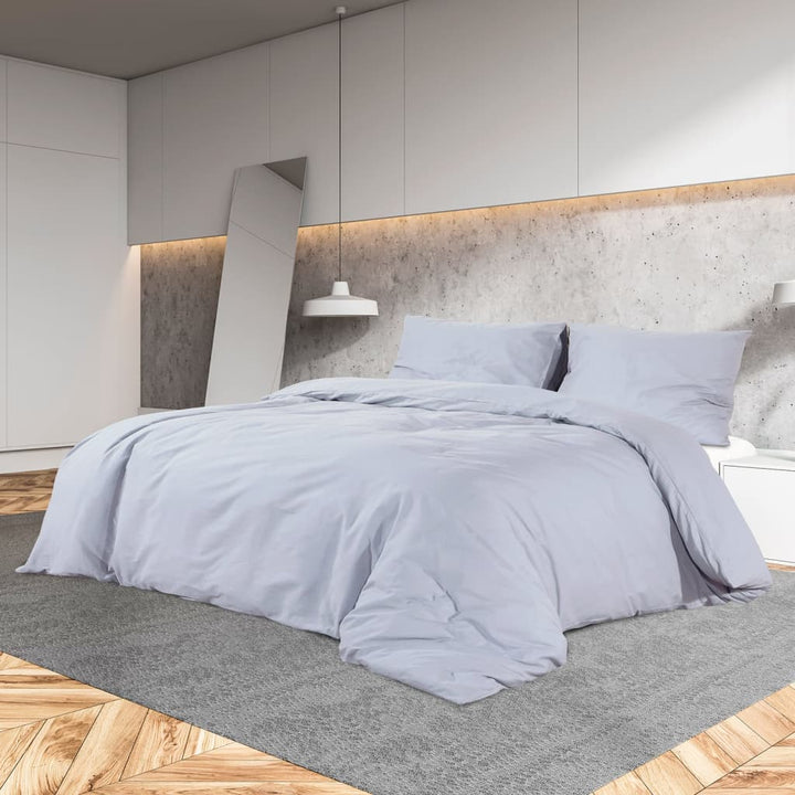 Ensemble De Housse De Couette 155X220 Cm Microfibre Légère Gris