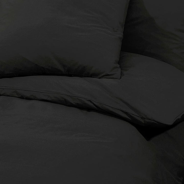 Ensemble De Housse De Couette 140X200 Cm Microfibre Légère Noir