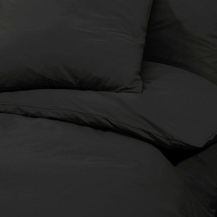Ensemble De Housse De Couette 155X220 Cm Microfibre Légère Noir