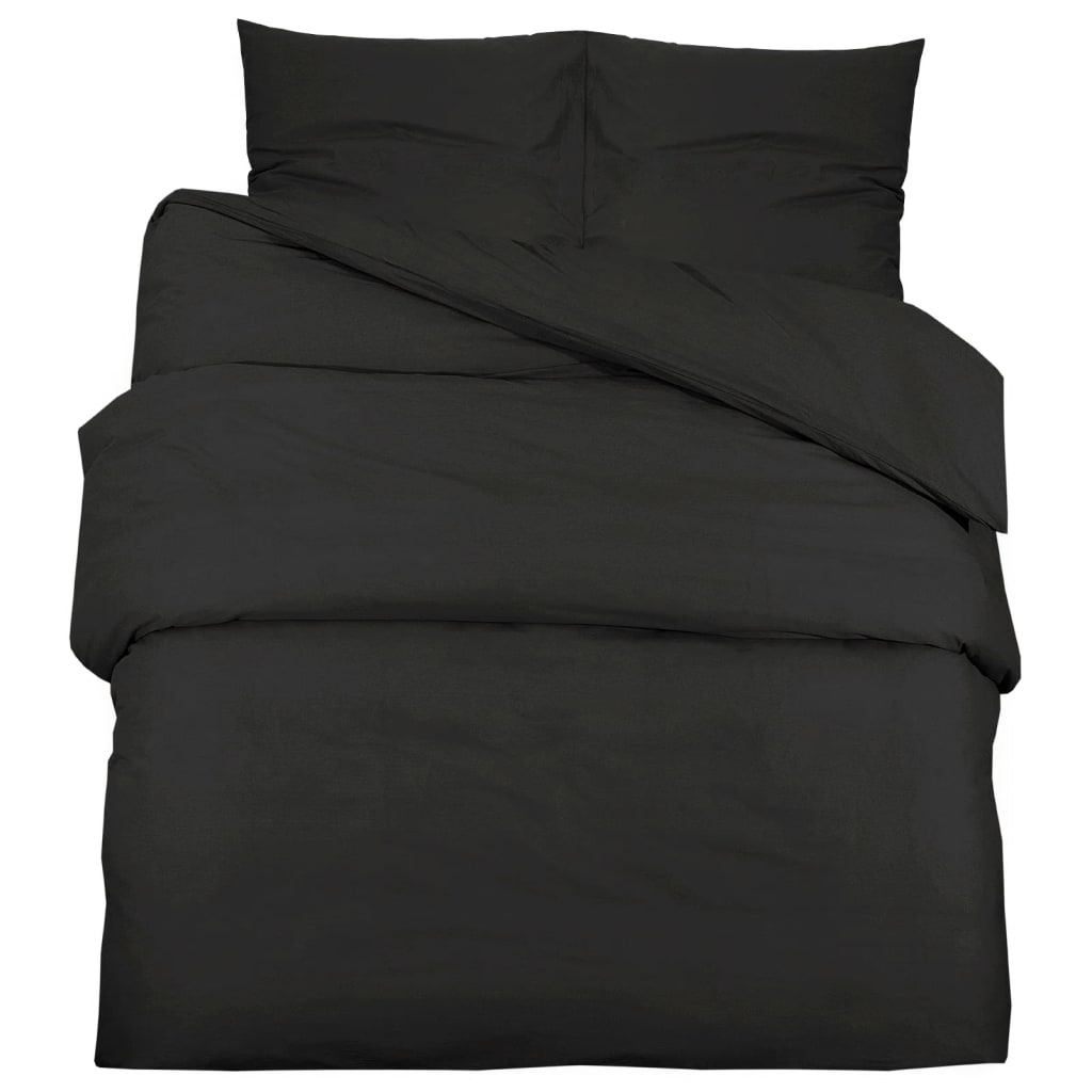 Ensemble De Housse De Couette 200X220 Cm Microfibre Légère Noir
