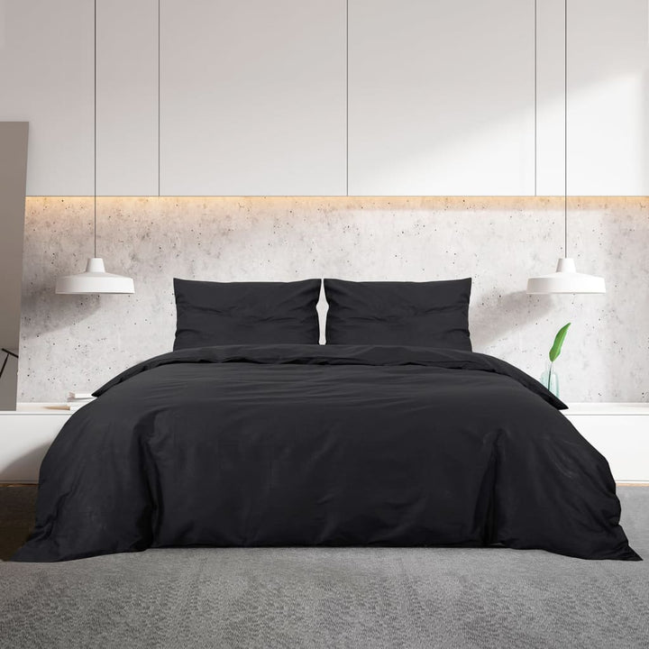 Ensemble De Housse De Couette 200X220 Cm Microfibre Légère Noir