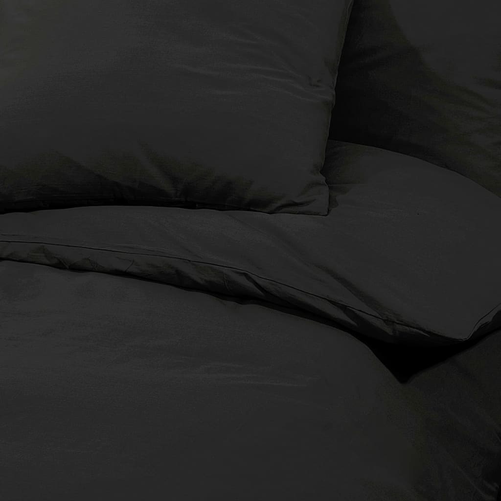 Ensemble De Housse De Couette 200X220 Cm Microfibre Légère Noir