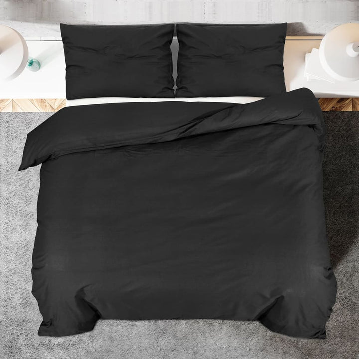 Ensemble De Housse De Couette 200X200 Cm Microfibre Légère Noir