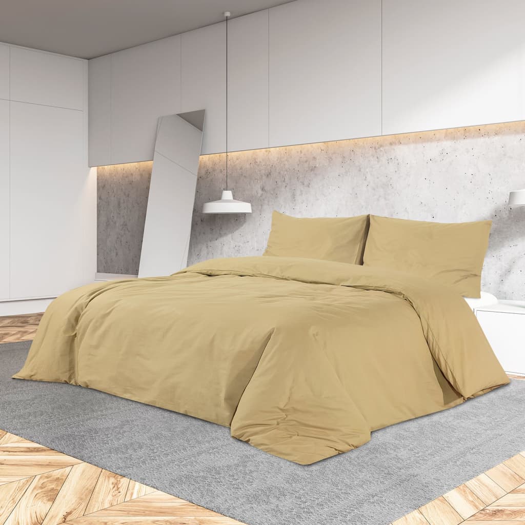 Ensemble De Housse De Couette 135X200 Cm Microfibre Taupe