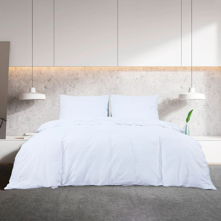 Ensemble De Housse De Couette 200X200 Cm Microfibre Blanc
