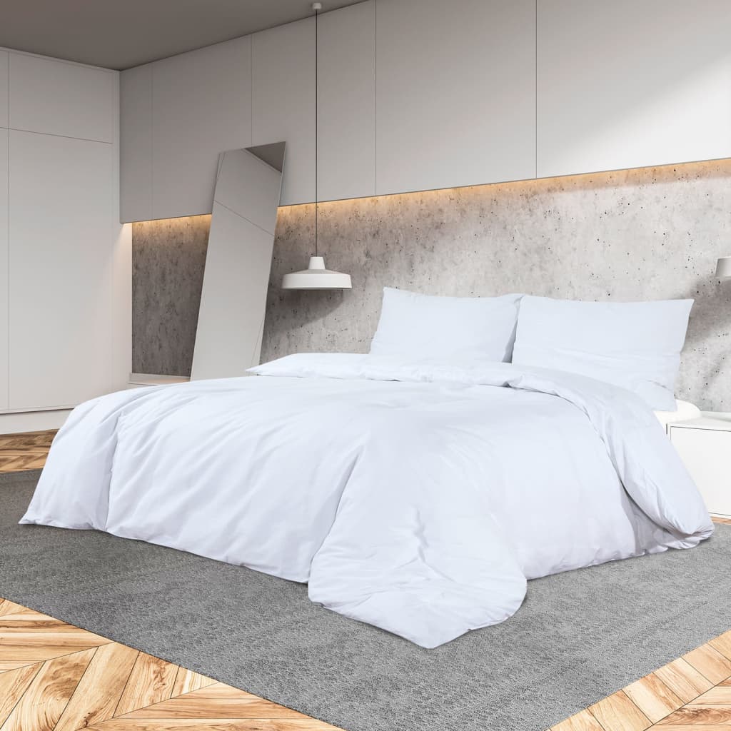 Ensemble De Housse De Couette 200X200 Cm Microfibre Blanc