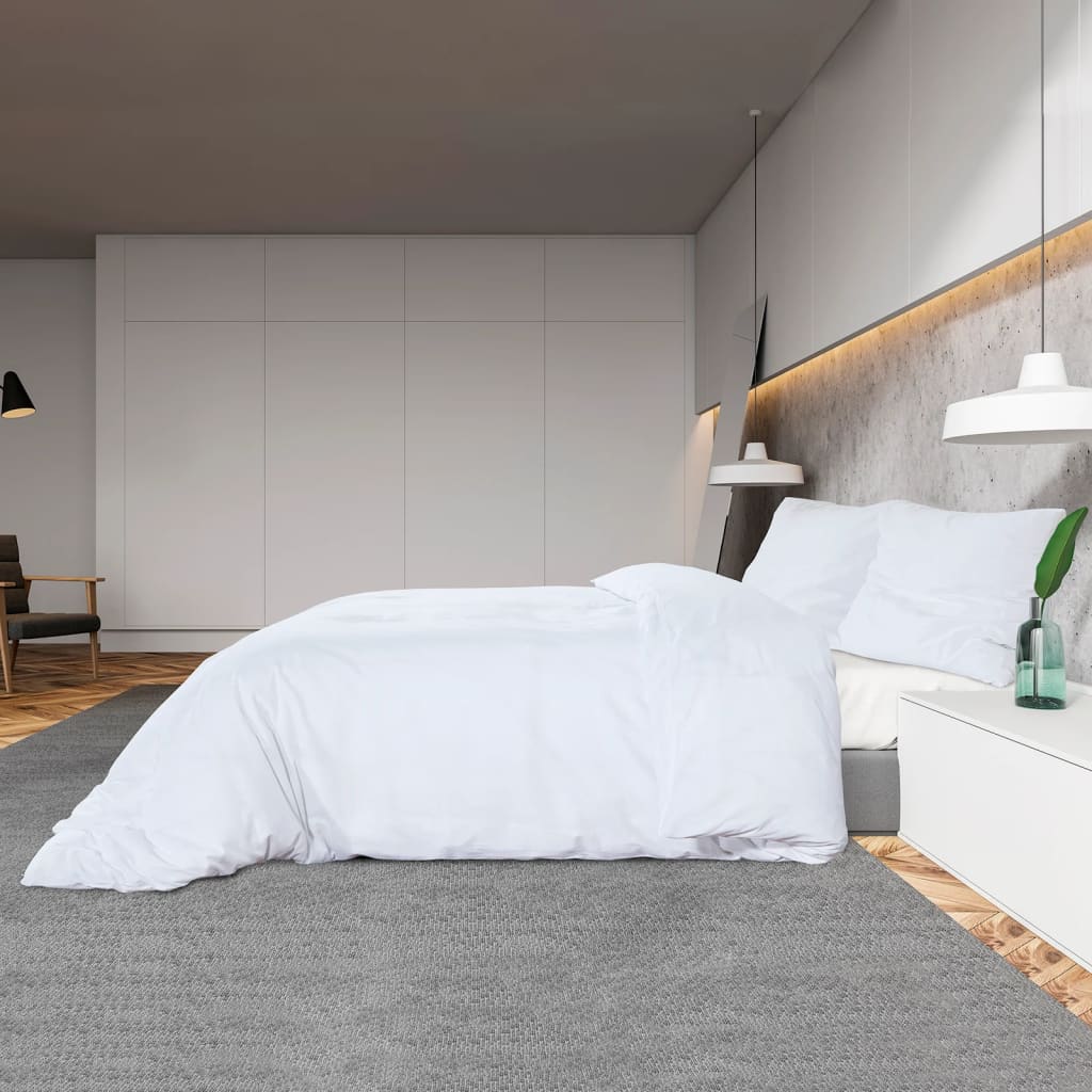 Ensemble De Housse De Couette 225X220 Cm Microfibre Blanc