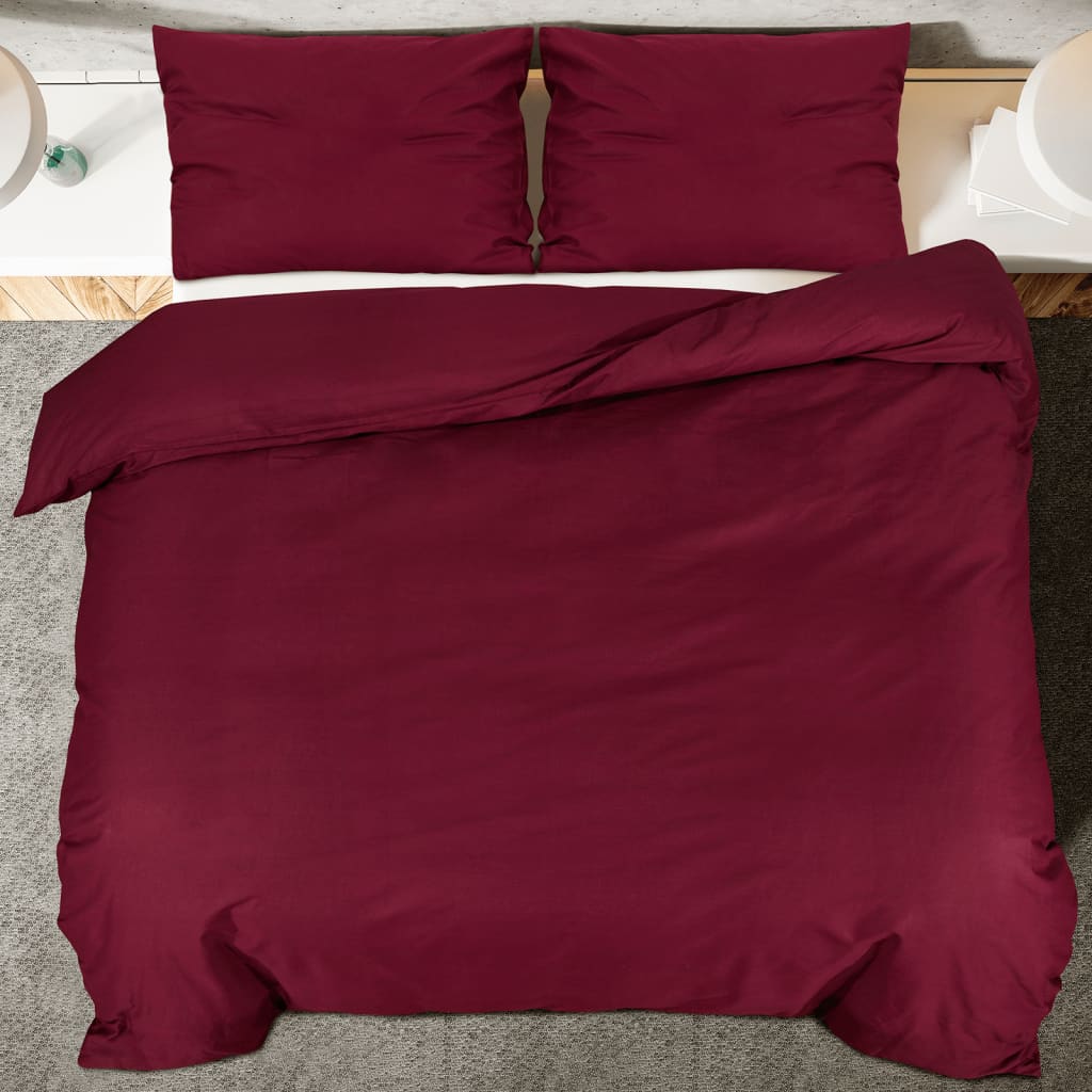 Ensemble De Housse De Couette Bordeaux 140X200 Cm Microfibre Rouge