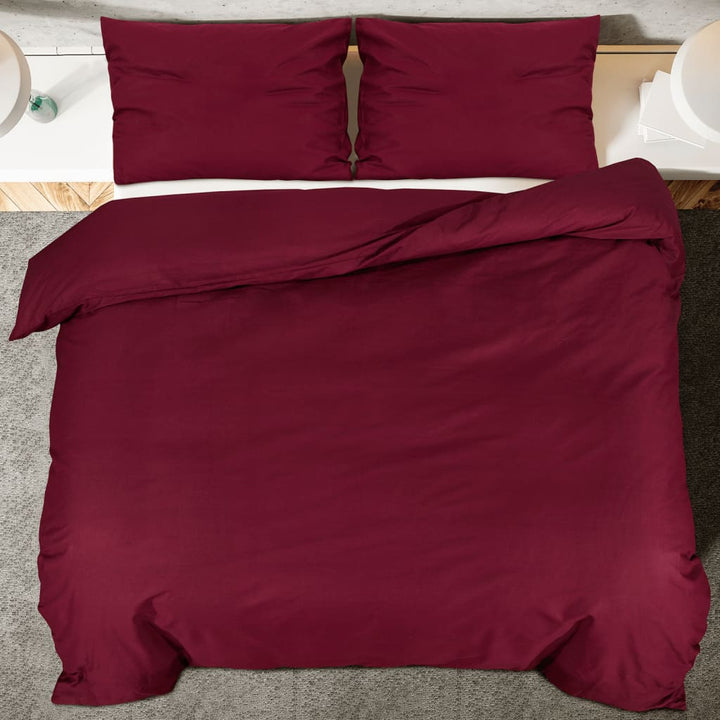 Ensemble De Housse De Couette Bordeaux 140X200 Cm Microfibre Rouge