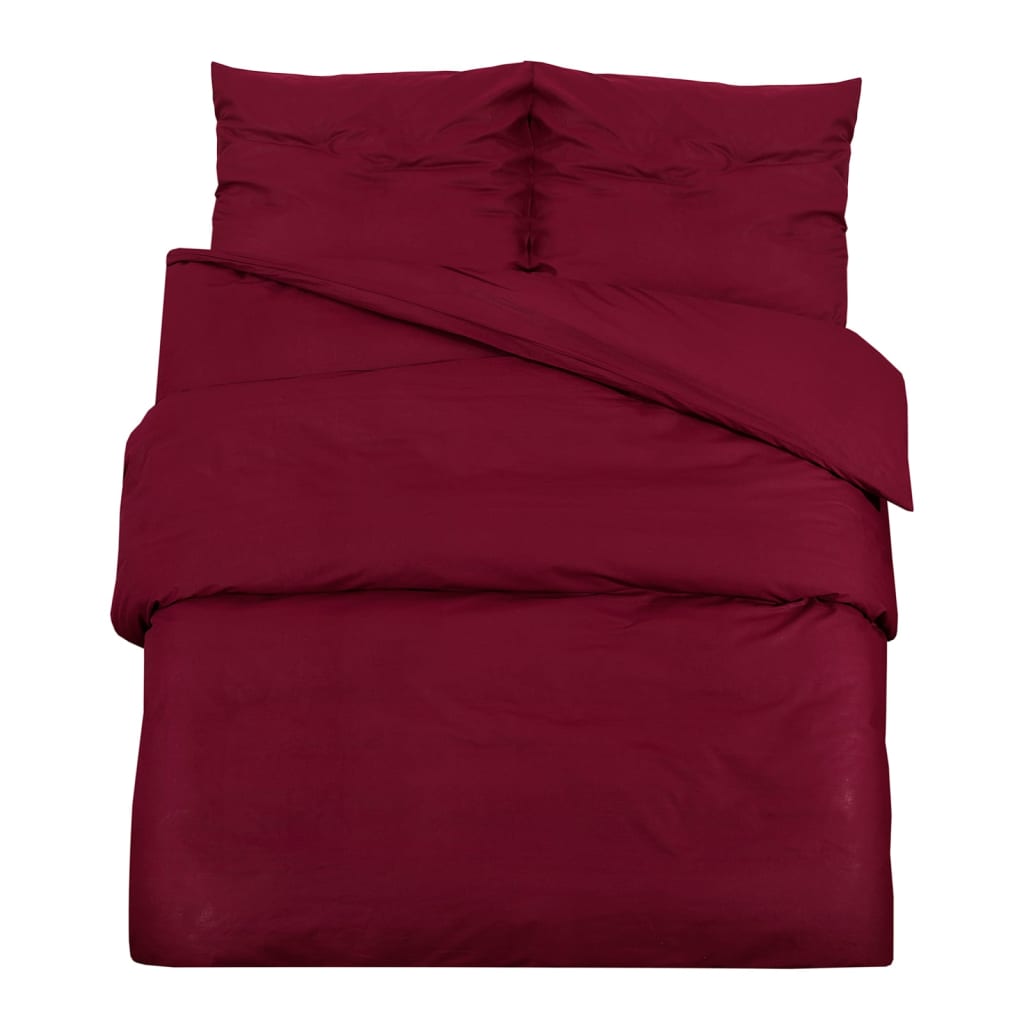 Ensemble De Housse De Couette Bordeaux 240X220 Cm Microfibre Rouge