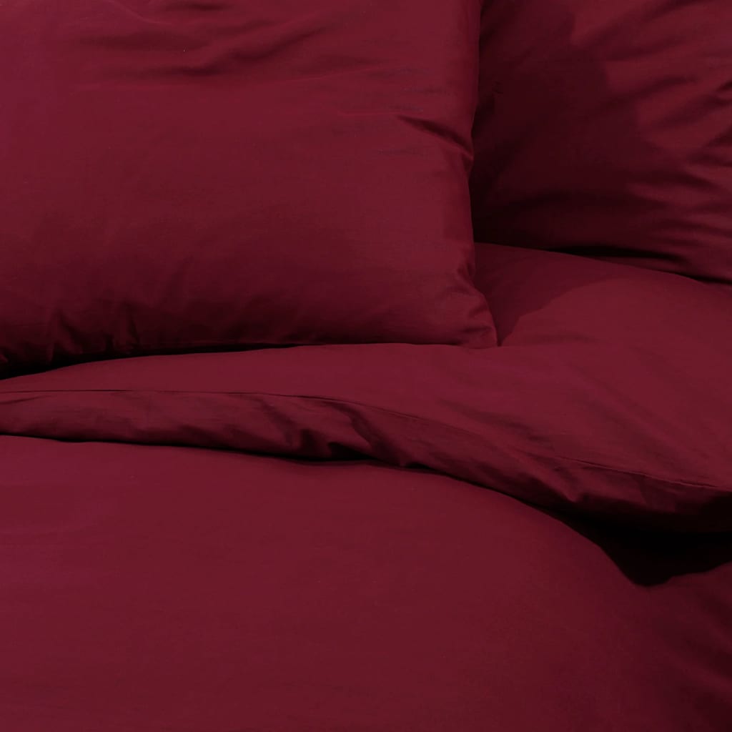 Ensemble De Housse De Couette Bordeaux 240X220 Cm Microfibre Rouge