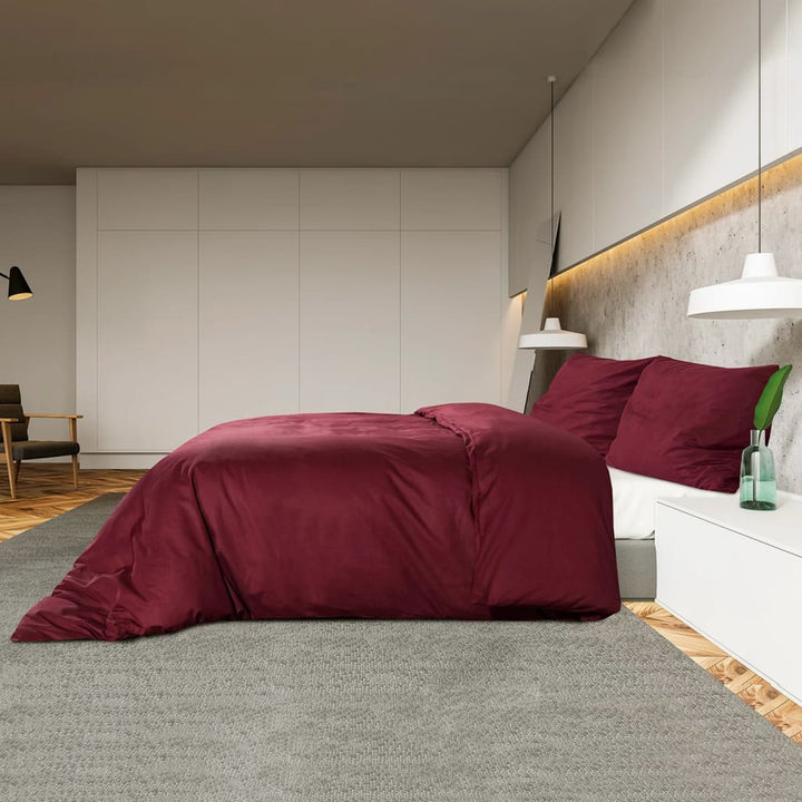 Ensemble De Housse De Couette Bordeaux 200X200 Cm Microfibre Rouge