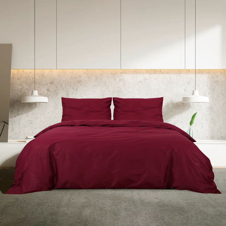 Ensemble De Housse De Couette Bordeaux 200X200 Cm Microfibre Rouge