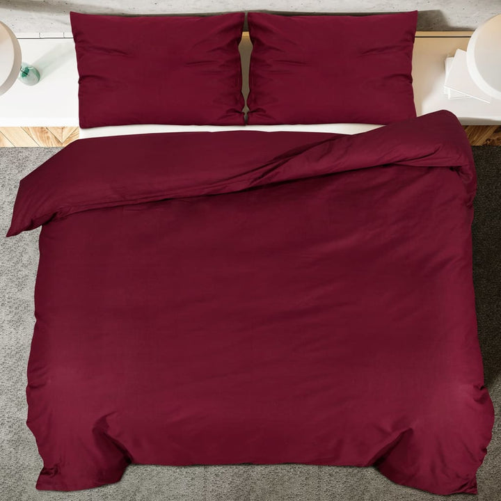 Ensemble De Housse De Couette Bordeaux 200X200 Cm Microfibre Rouge