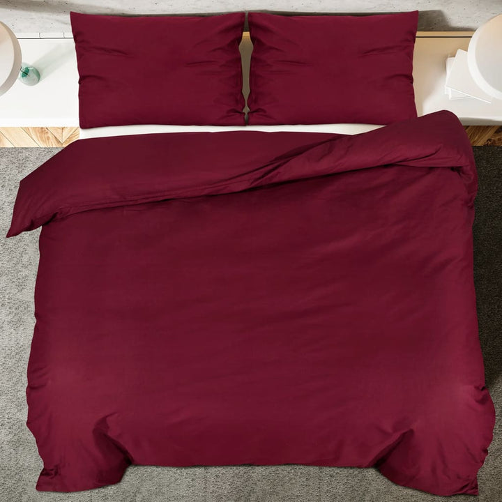 Ensemble De Housse De Couette Bordeaux 225X220 Cm Microfibre Rouge
