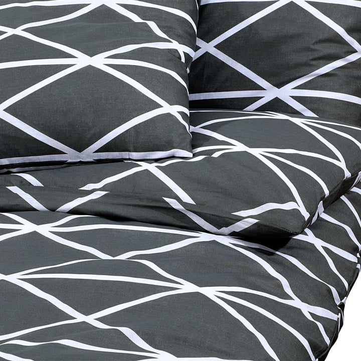 Ensemble De Housse De Couette Gris 200X200 Cm Coton Gris Foncé Et Blanc