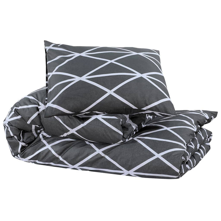Ensemble De Housse De Couette Gris 220X240 Cm Coton Gris Foncé Et Blanc