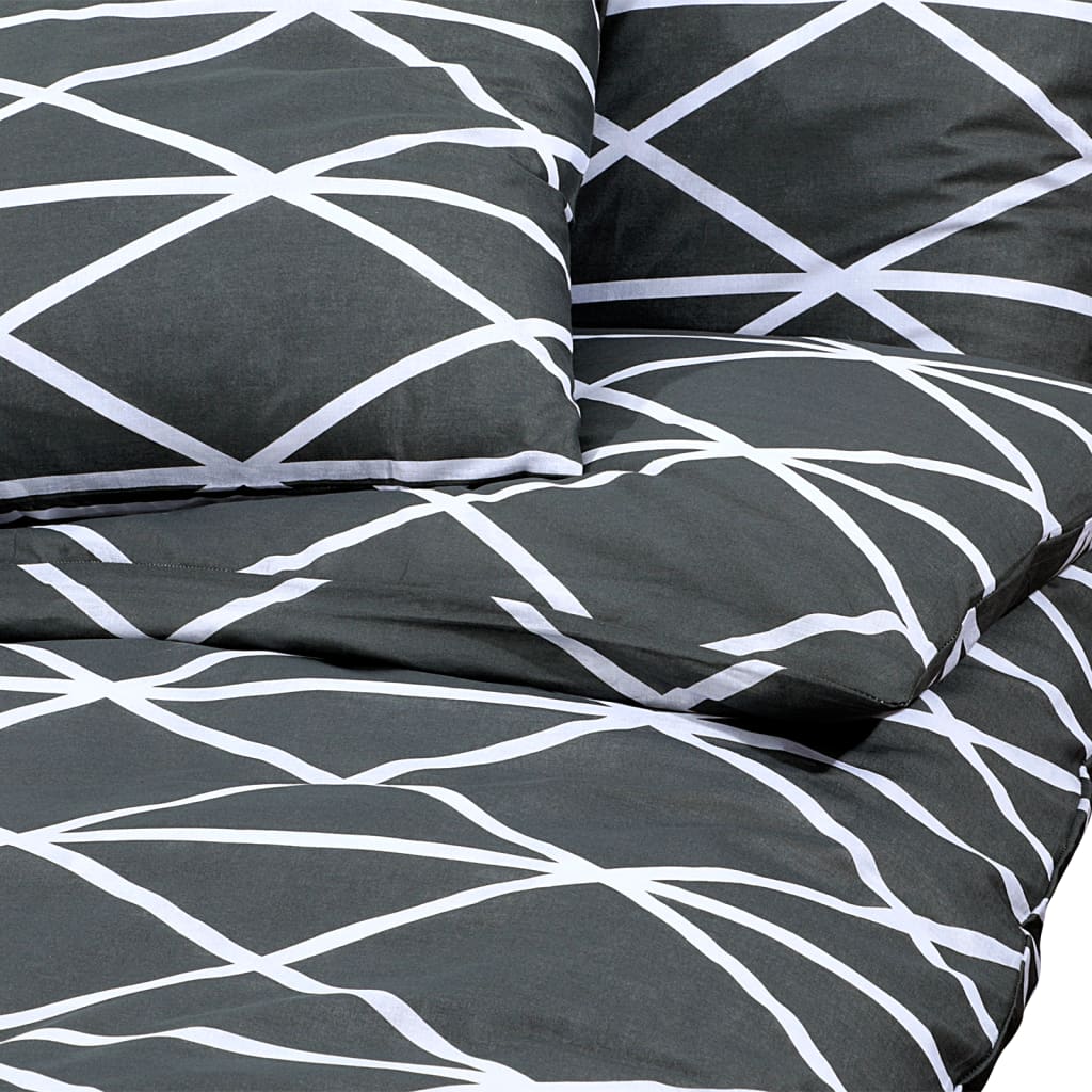 Ensemble De Housse De Couette Gris 220X240 Cm Coton Gris Foncé Et Blanc