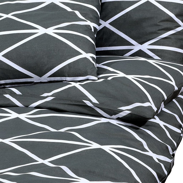 Ensemble De Housse De Couette Gris 135X200 Cm Coton Gris Foncé Et Blanc