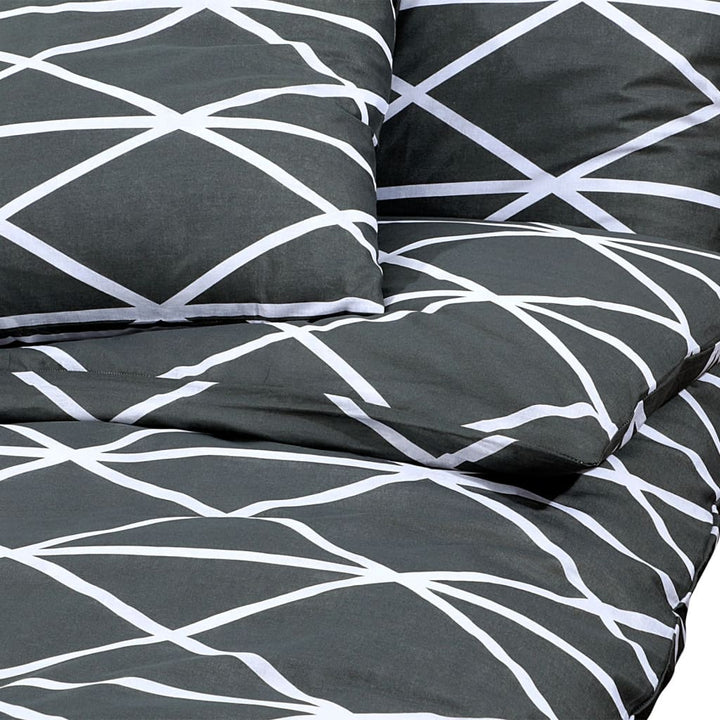 Ensemble De Housse De Couette Gris 135X200 Cm Coton Gris Foncé Et Blanc