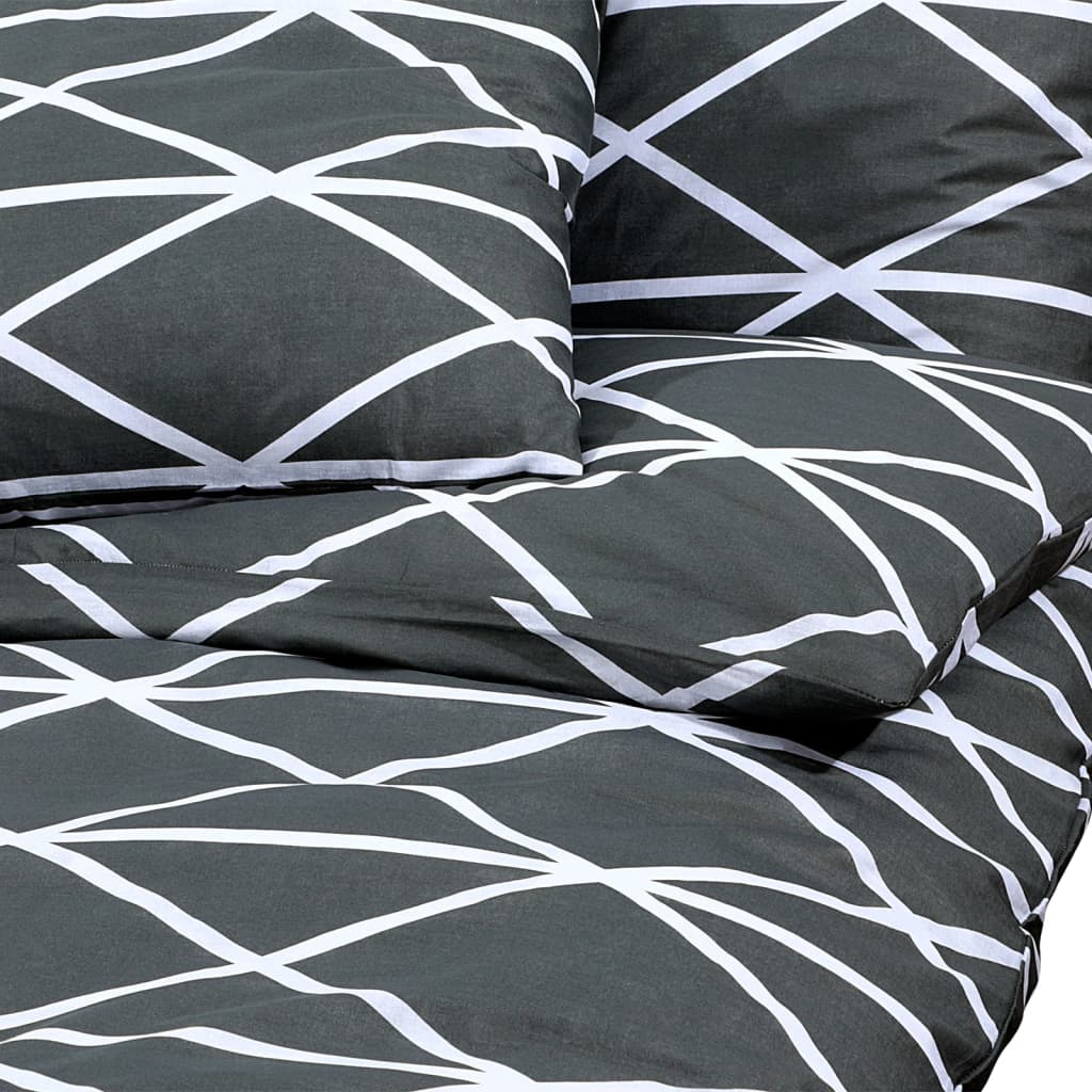Ensemble De Housse De Couette Gris 140X200 Cm Coton Gris Foncé Et Blanc
