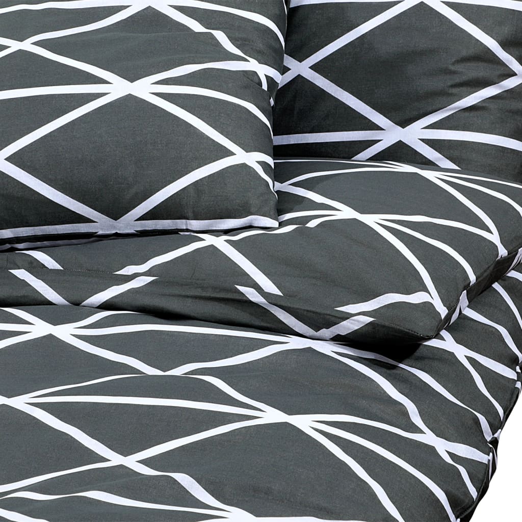 Ensemble De Housse De Couette Gris 200X200 Cm Coton Gris Foncé Et Blanc